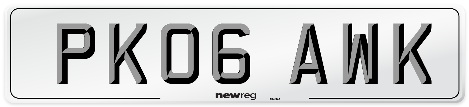 PK06 AWK Number Plate from New Reg